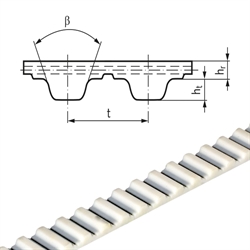 PU-Zahnriemen Profil T20 Breite 100mm Meterware 100 T20 (Polyurethan mit Stahl-Zugsträngen gepackt 4 x 25mm) , Produktphoto