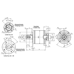 Planetengetriebe MPS Größe 80 Übersetzung i=160 3-stufig, Technische Zeichnung
