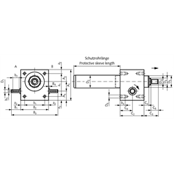 Spindelhubgetriebe NPT Baugröße 2 Ausführung A Basishubgetriebe ohne Spindel für Spindel Tr.20x4 (Betriebsanleitung im Internet unter www.maedler.de im Bereich Downloads), Technische Zeichnung
