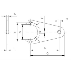 Drehmomentstütze für Schneckengetriebemotor HMD/I Getriebegröße 030, Technische Zeichnung