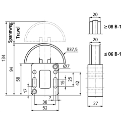 Kettenspanner SPANN-BOX® Größe 0 hohe Spannkraft bis 06 B-1, Technische Zeichnung