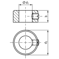 Stellring DIN 705 A Bohrung 48mm brüniert Gewindestift mit Schlitz nach DIN EN 27434 (alte DIN 553), Technische Zeichnung