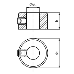 Stellring DIN703 Bohrung 25mm blank Gewindestift 12.9 mit Innensechskant, Technische Zeichnung