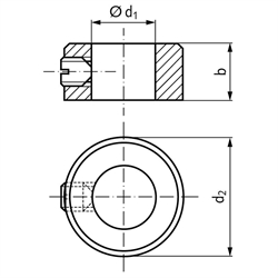 Stellringe DIN 705 A mit Schlitzschraube, Stahl verzinkt, Technische Zeichnung