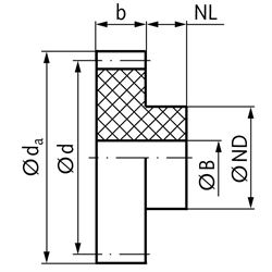 Stirnzahnräder Kunststoff POM, gefräst, Modul 3, Technische Zeichnung