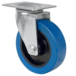 Transportrolle mit Lochplatte Elastik-Vollgummirad blau Lenkrolle Rad-Ø 100, Produktphoto