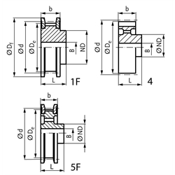 Normzahnriemenrad aus Stahl Teilung H 17 Zähne für Riemenbreite 075 , Technische Zeichnung